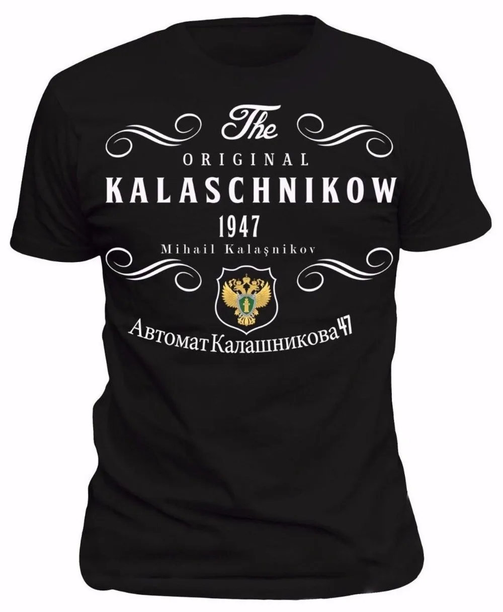 Новый 2019 Для мужчин с О образным вырезом коротким рукавом Slim Fit Russland Kalaschnikow AK 47