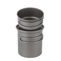 ultralight camping tableware titanium pot pan bowl with folding handle outdoor picnic cooking cookware