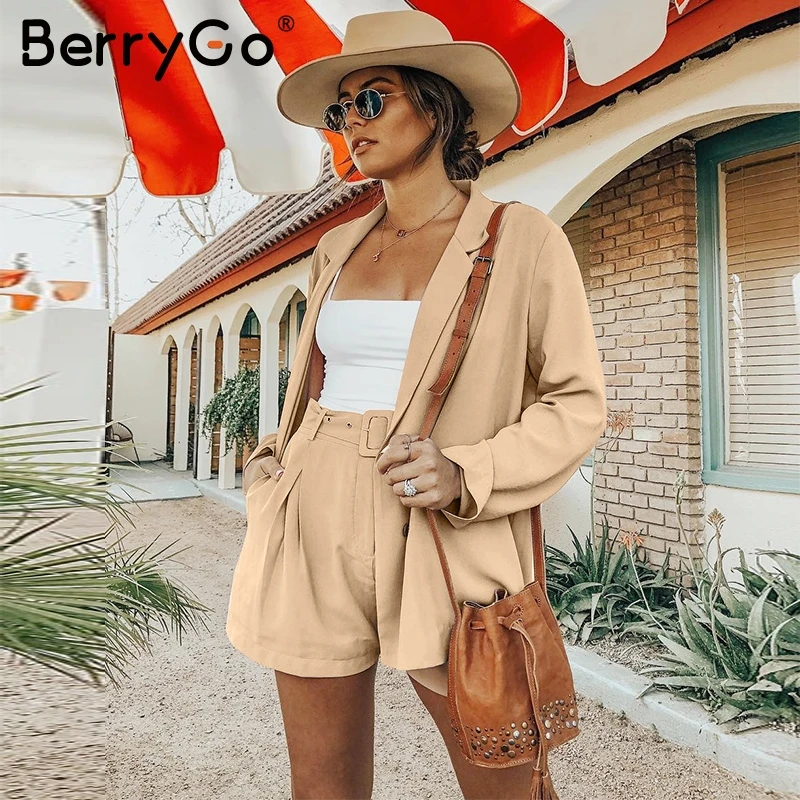 BerryGo элегантный костюм из двух предметов с блейзером Женская Повседневная