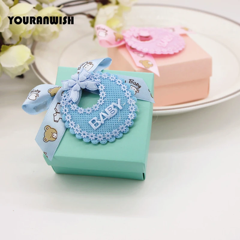 24 шт./лот декоративные нагрудники Тиффани синие и розовые подарки на Baby Shower