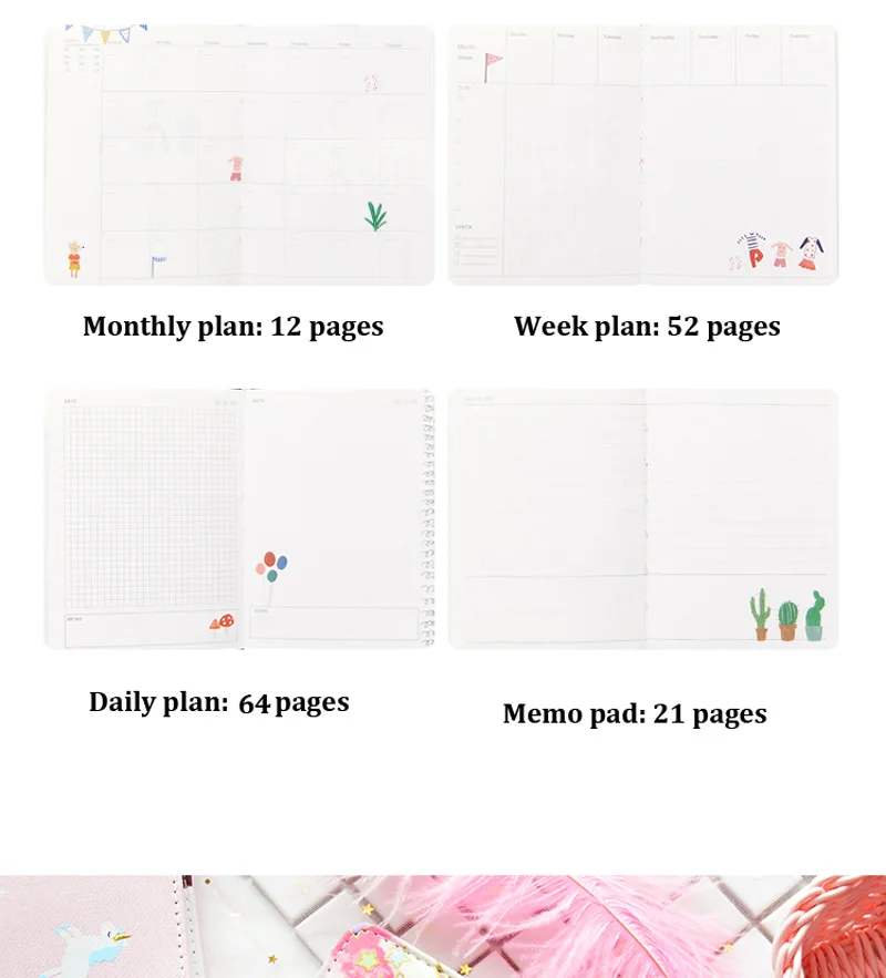 A6 Kawaii Bullet Journal повестки дня Планировщик крышка ткани записная книжка модные Тетрадь планировщик Дневник Школьные принадлежности Defter