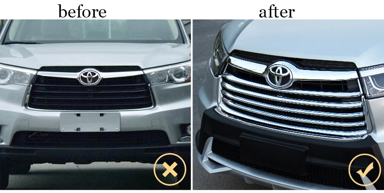 Lsrtw2017 abs автомобилей головной решетка чистая планки для toyota highlander 2013 3rd поколения