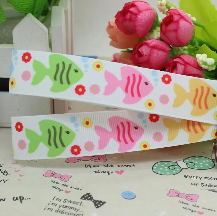 7/8 ''Бесплатная доставка якорь морские животные печатная корсажная лента