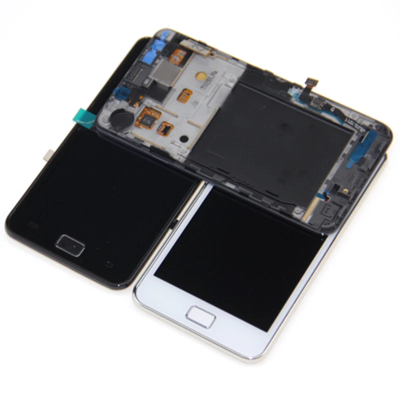 Супер AMOLED ЖК-дисплей + сенсорный экран дигитайзер рамка в сборе для Samsung Galaxy S2 I9100