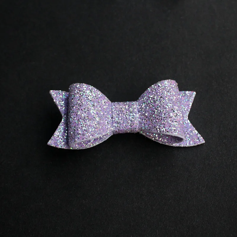 Purple color 12 шт./лот modish Girls блестящие кожаные банты для волос Бестселлер блестящие фетровые детские заколки для волос бант блестящие заколки для волос шпилька для девочек - Цвет: Purple color