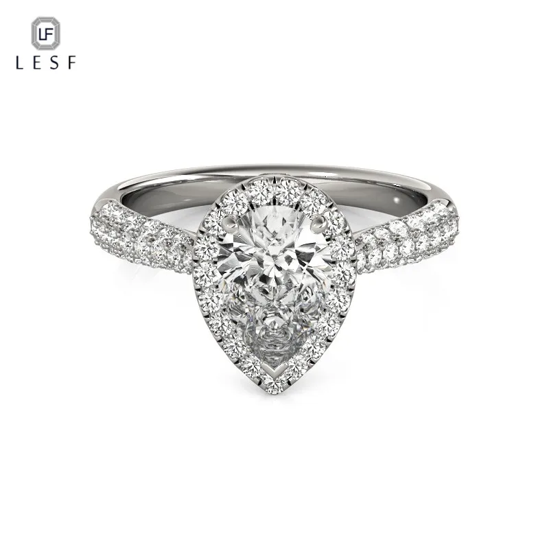 

Роскошные свадебные кольца LESF 925 пробы с искусственным бриллиантом для женщин, обручальное кольцо, 2 карата