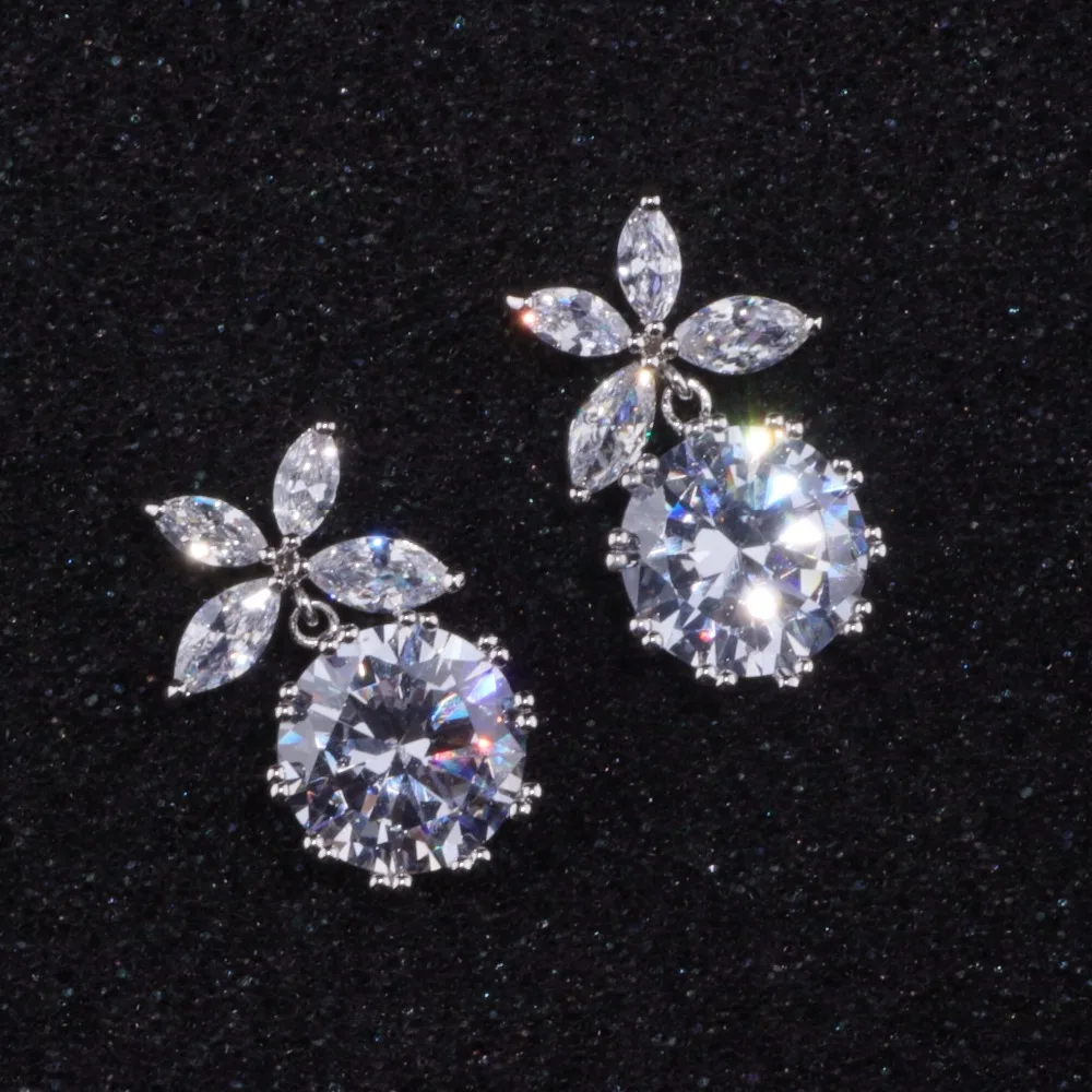 Серьги подвески с фианитами для женщин невест подружек невесты JZ001|earrings for|dropping