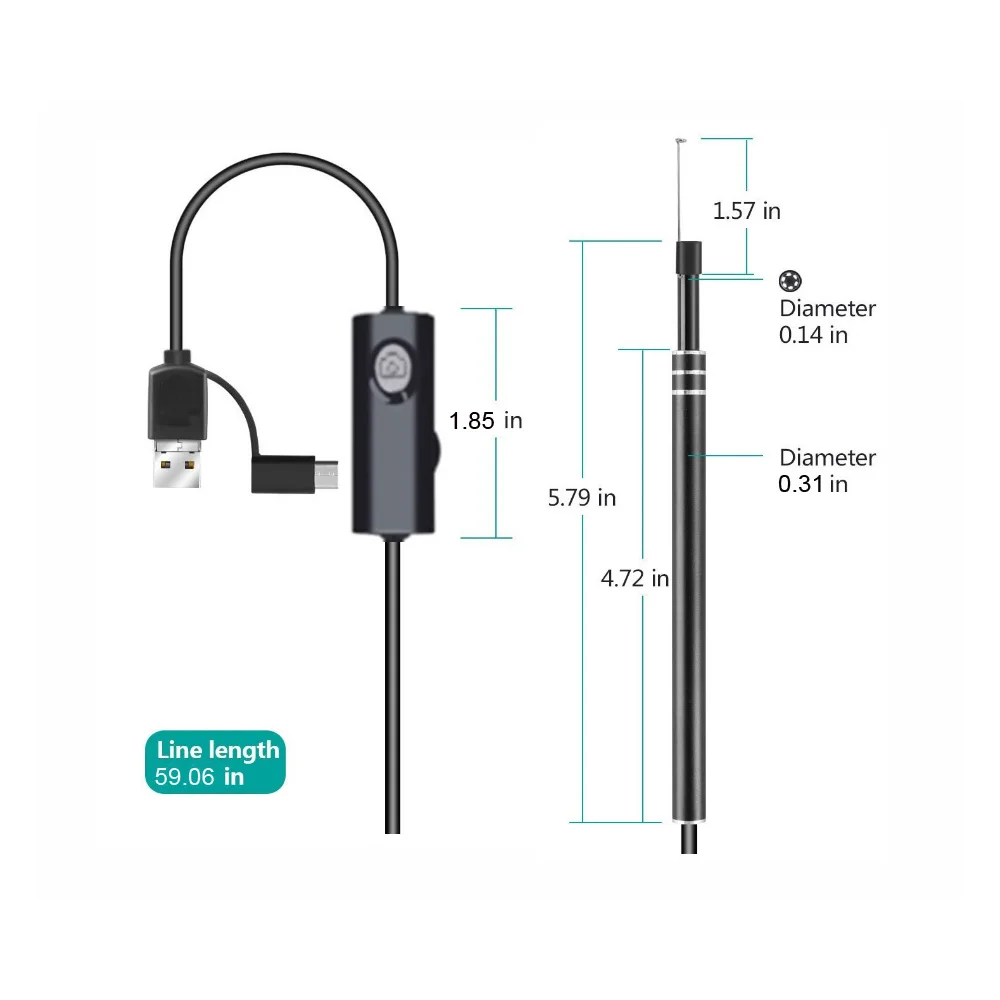 Домашний ушной эндоскоп 300000 пикселей 5 мм 3 в 1 Plug Design Play Водонепроницаемая Камера