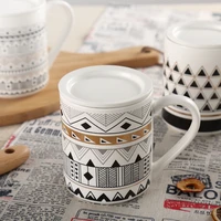 retro mugs the ceramic coffee cups milk cup with lid high quality 370ml the large capacity cups creative procelain
