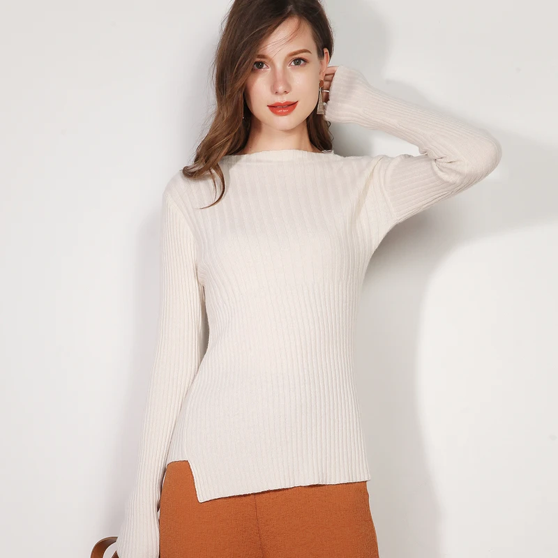 High quality pure cashmere sweater O-neck autumn and winter new fashion slim striped women's pullover | Женская одежда