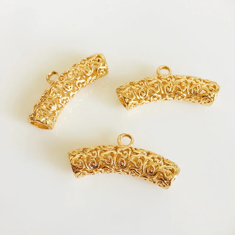 wholesale 5 pcs/lot 14k gold plated big hole connector pendant charms hanger jewelry making craft findings DIY for women | Украшения и