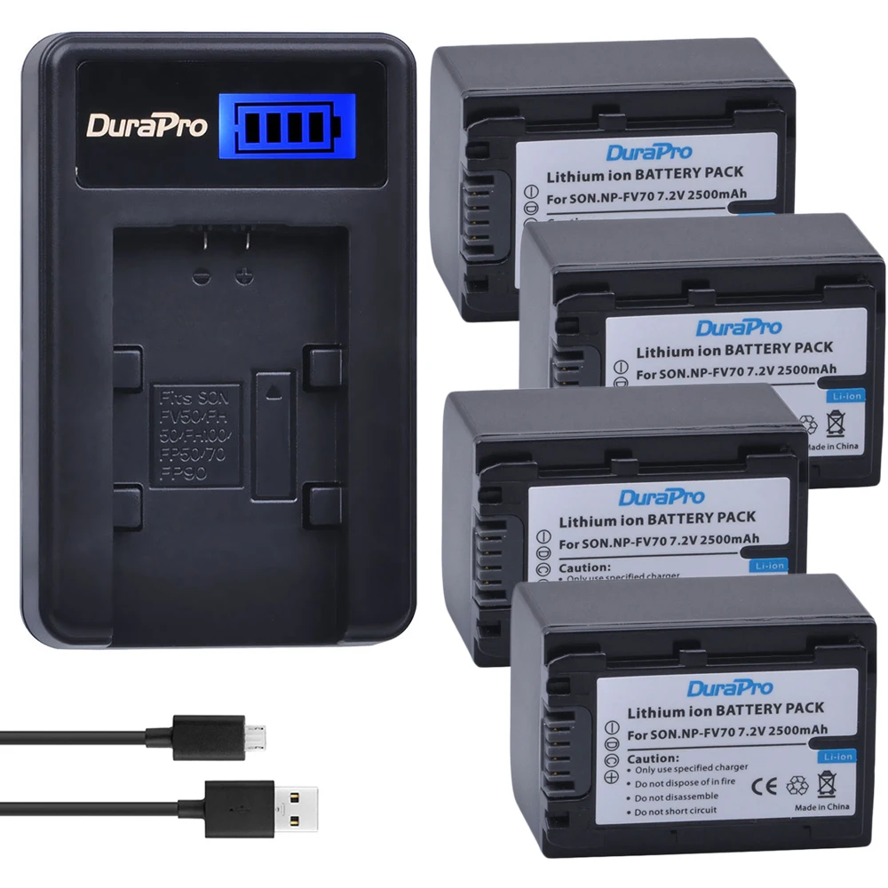 4 шт. NP FV70 2500 мАч 7 2 В литий ионная батарея и ЖК Зарядное устройство USB для Sony FV50 FV30 HDR