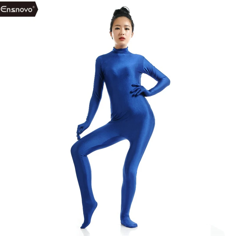 Женский Облегающий комбинезон Ensnovo синий из спандекса Zentai нейлоновая Одежда для