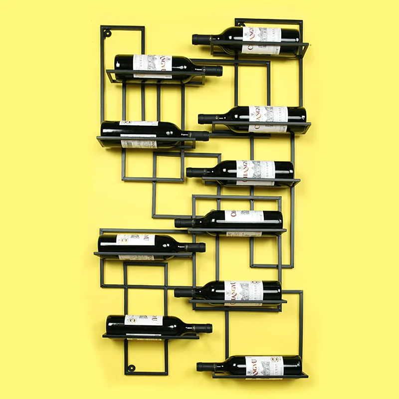 Винная стойка Mid Century с настенным креплением металлическая для бутылок 10|metal rack|wall