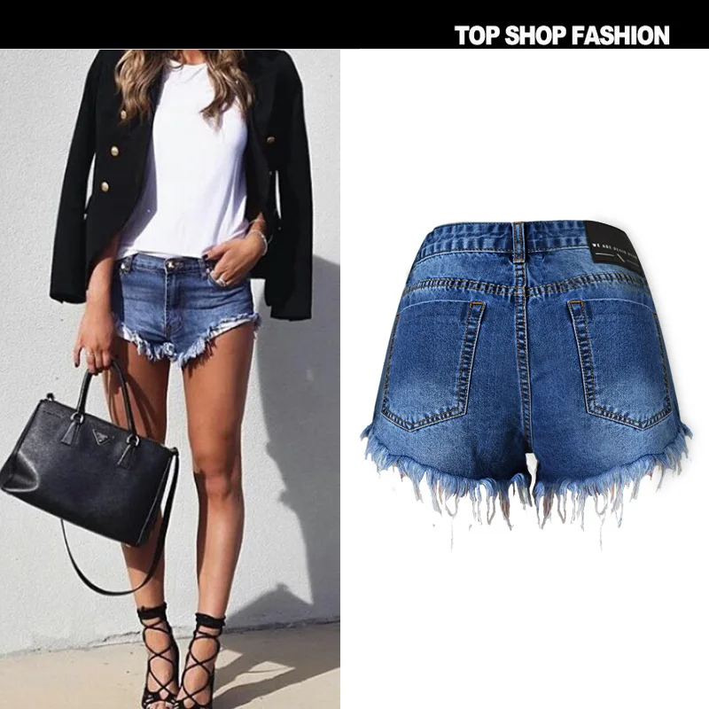 Горячая Высокая талия синие шорты Hotpants для фитнеса летние популярные женские