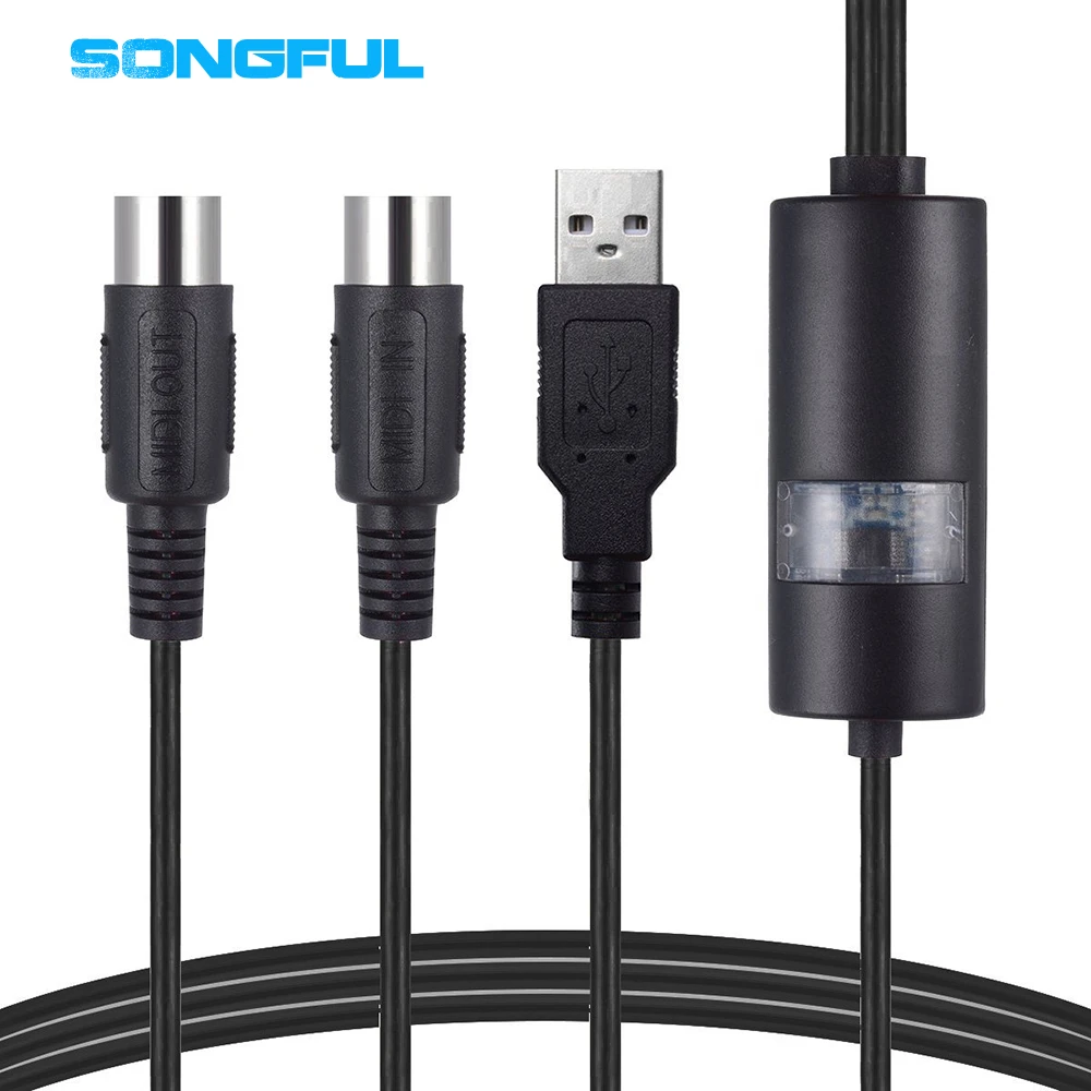 USB до 2 MIDI Интерфейсный кабель адаптер конвертер IN OUT для ПК музыкальная