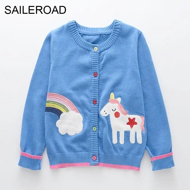 SAILEROAD 2 6Years Cartoon Unicorn Girl Кардиган Детский вязаный свитер для девочки зимний