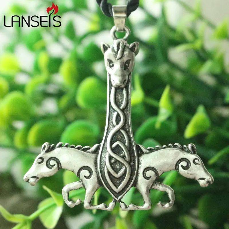 Lanseis 1 шт. двойные кони античные украшения дракон Викинг ожерелье с дизайном Руна