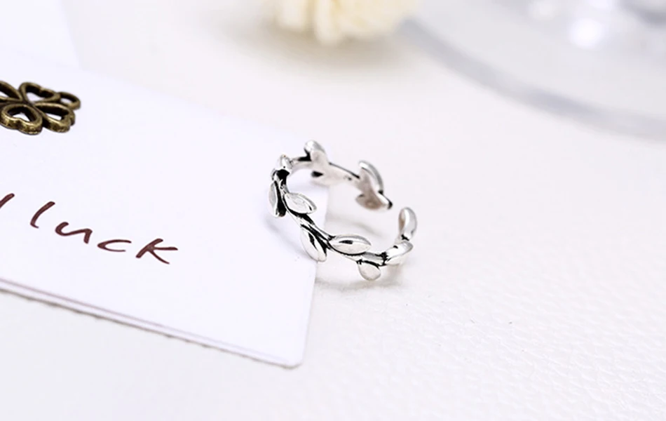 ORSA JEWELS чистое 925 пробы Серебряное кольцо с узором в виде листьев Регулируемый размер для женщин кольцо на день рождения вечерние ювелирные изделия подарок PSR57