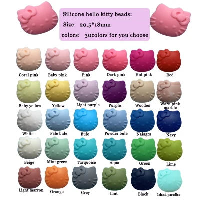mix 10colors 10 шт., силиконовые мини-бусины hello kitty, пищевого качества, силиконовые бусины-прорезыватели, милые DIY, прорезыватели для зубов, ожерелье для кормления, Детские бусины-прорезыватели - Цвет: mix 10colors