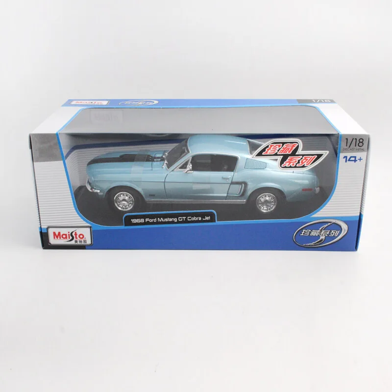 1:18 Maisto Ford Mustang GT Cobra Jet Muscle 1968 белый/синий литой под давлением модель автомобиля