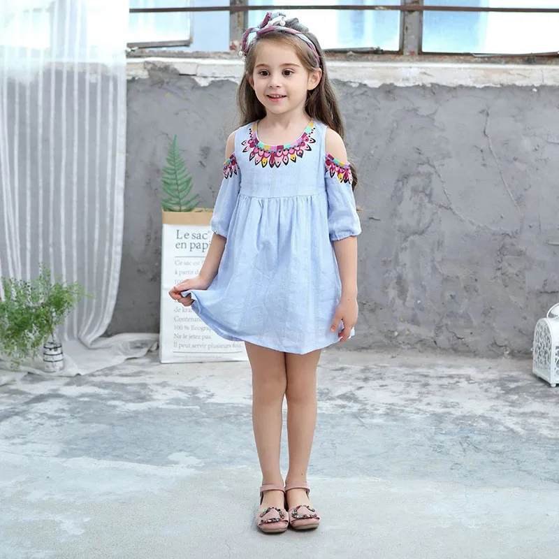 Новые платья для девочек VFOCHI летняя вечерние чная Одежда с рукавом до локтя
