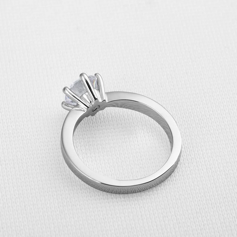 QYI 925 цельное серебряное круглое кольцо с искусственным бриллиантом 1ct Трендовое