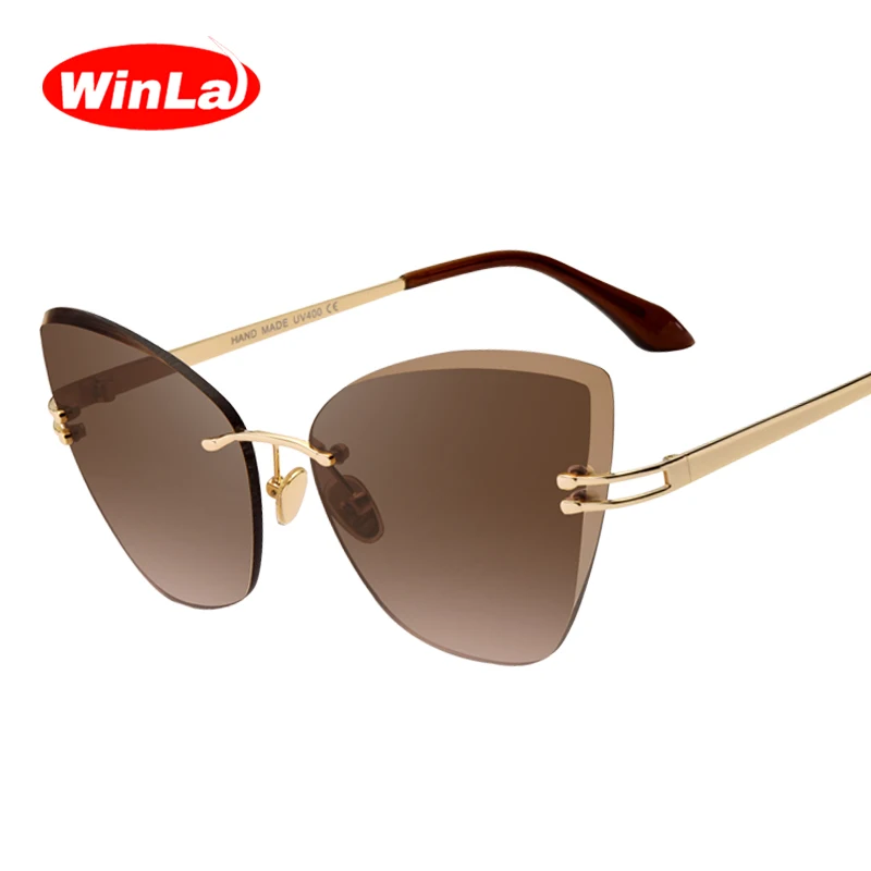 Winla модные дизайнерские женские солнцезащитные очки кошачий глаз винтажные для