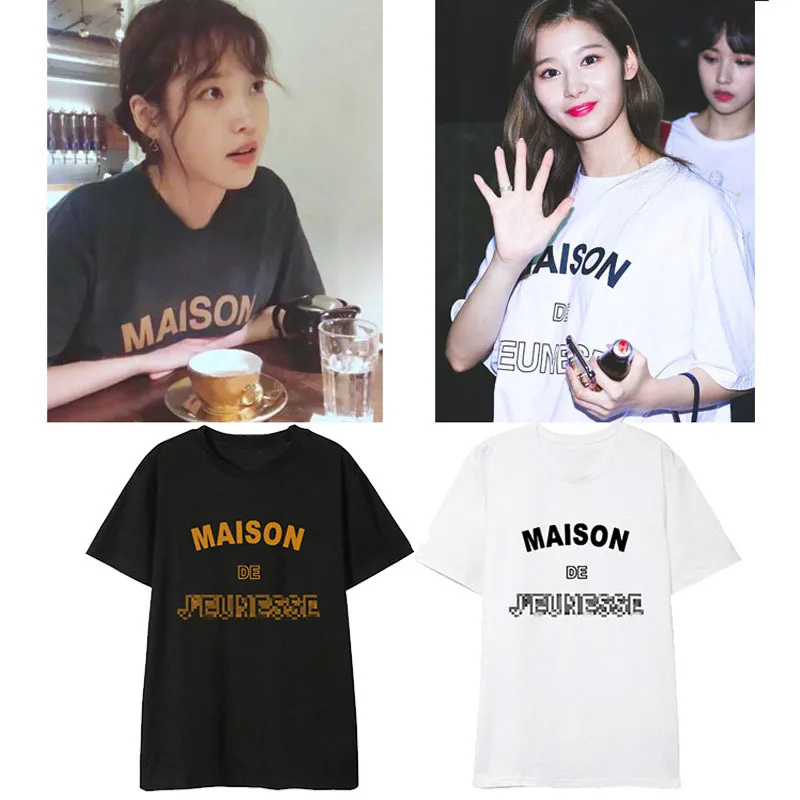 Kpop/Корейская футболка с короткими рукавами и надписью Double Album Fan Club kpop Iu Shirts хип
