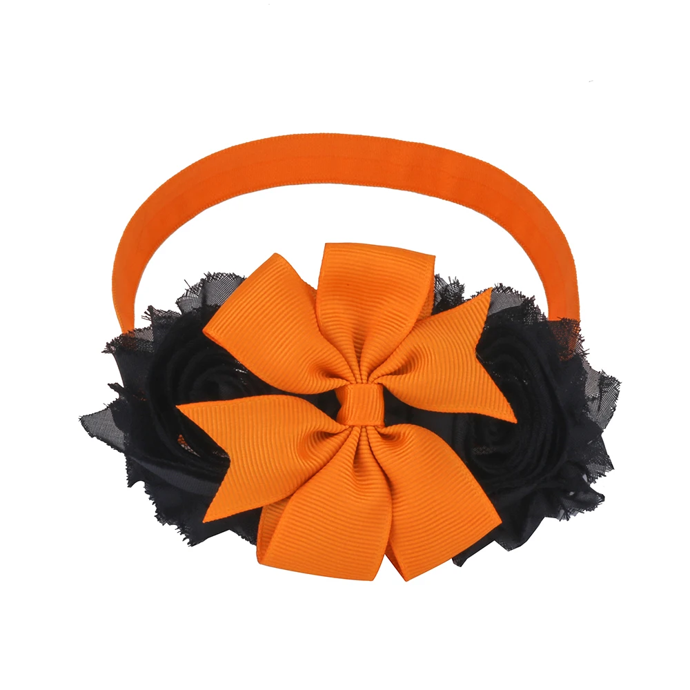 Girl Halloween Headbands Holiday Party Hair Band Pack of 3 Black and Orange Shabby Chiffon Hairbands Children Bows Accessories | Аксессуары