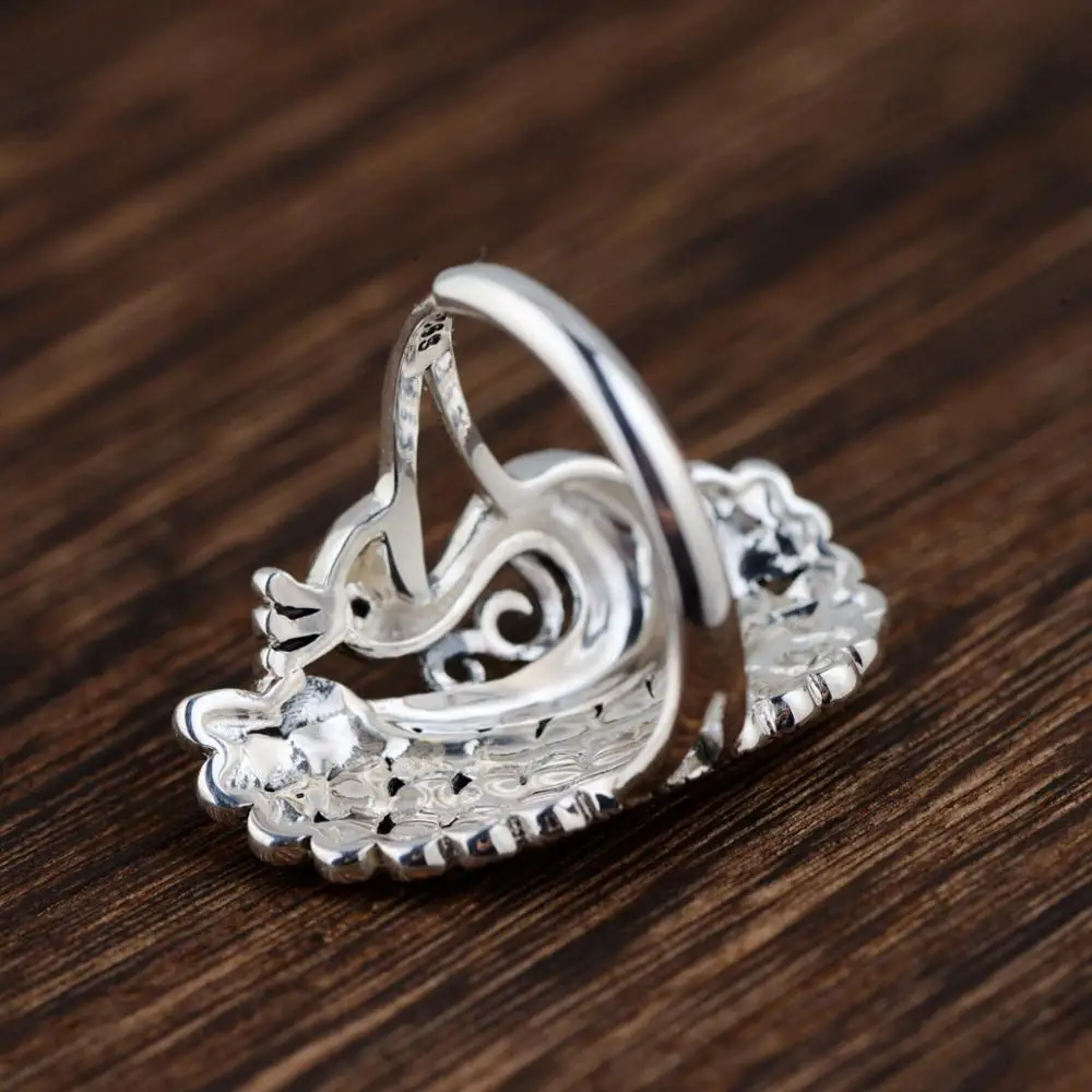 

BALMORA 925 Sterling Silver Mosaic Peacock Resizable Rings for Women Animal Ring Vintage Thai Silver Fashion Jewelry MKS20304