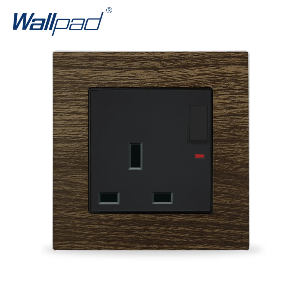 UK Socket Дерева 1 Gang лестницы переключатель Wallpad люксовый настенный светильник переключатель Металлический кнопочный переключатели прерыватель 2 пути Кулисный светильник переключатель - Цвет: UK Socket
