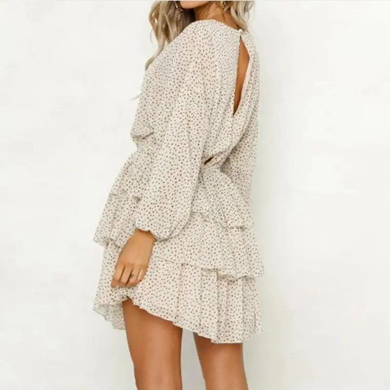 Платье в горошек женское белое с открытой спиной для вечеринок 2020 длинным