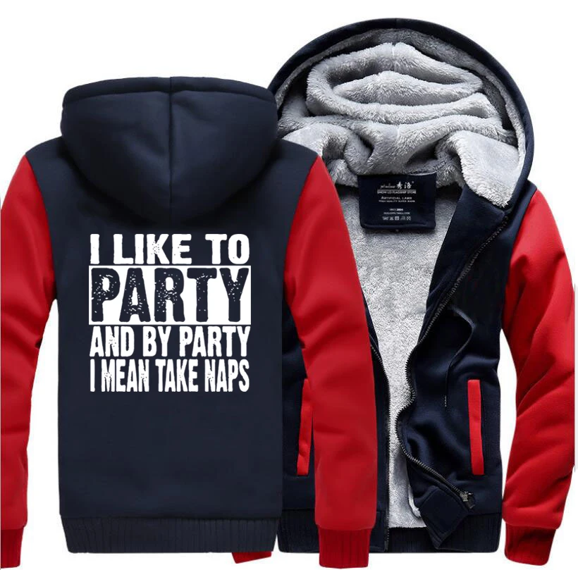Мужские толстовки с капюшоном I Like Party And By зимние теплые флисовые высокого
