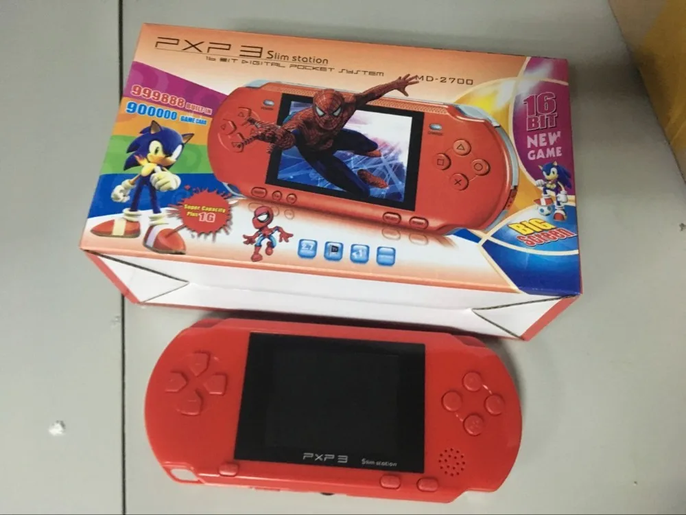 16 Bit PXP3 Handheld Game Player Retro Video Console with AV Cable Support TV-out 2 Cards PXP 3 Slim Station | Электроника