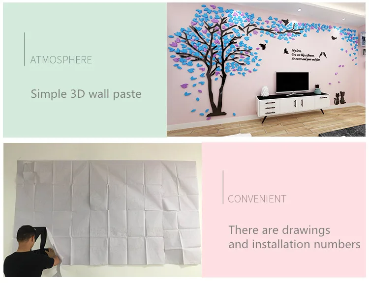 

Creative Love Tree 3D Acrylic Art Wall Stickers For Home Decor DIY Gift Sofa TV Background Wall Sticker Quality Poster Pegatinas