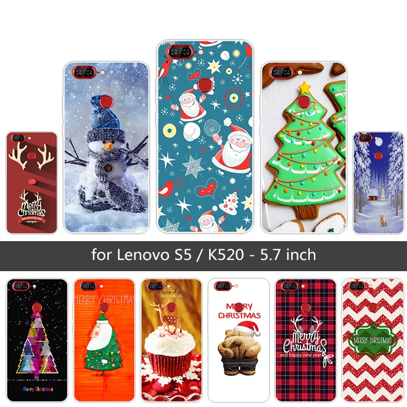 5.7inch for Lenovo S5 Mobile Phone Merry Christmas Case K520 Ultra Thin TPU Fundas Silicone Coque |