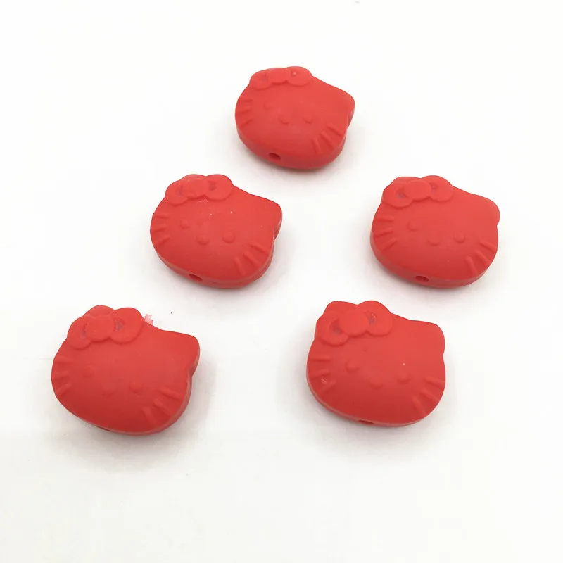 red 30 шт./партия силиконовые Свободные Круглые бусины-Детские милые Мультяшные бусины Прорезыватель-BPA бесплатно-детские зубы бусины кошка-hello kitty Прорезыватель - Цвет: red