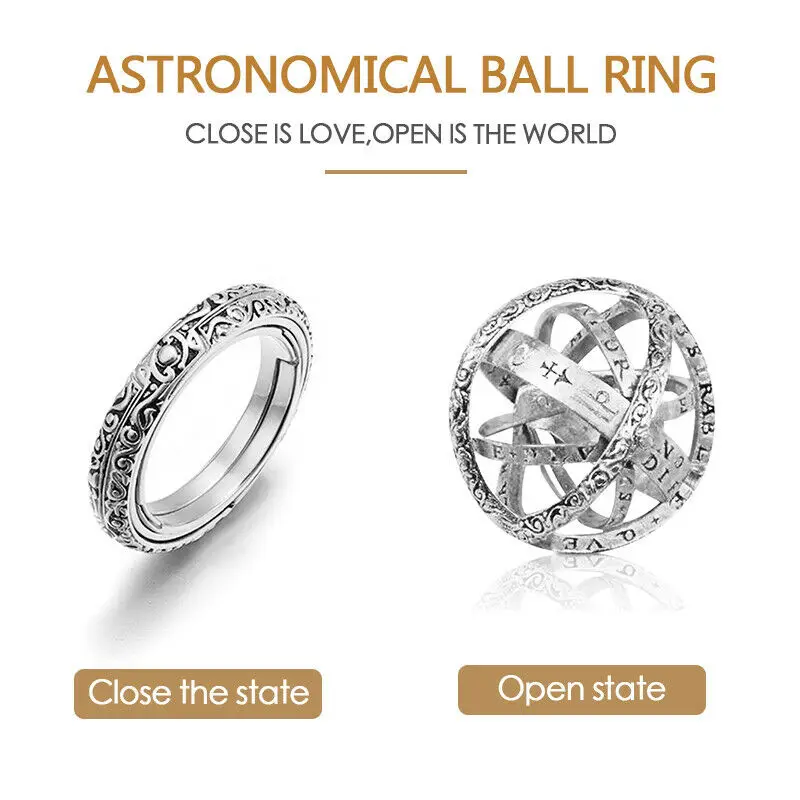 Золотой астрономический шар кольцо для женщин креативное сложное вращающееся