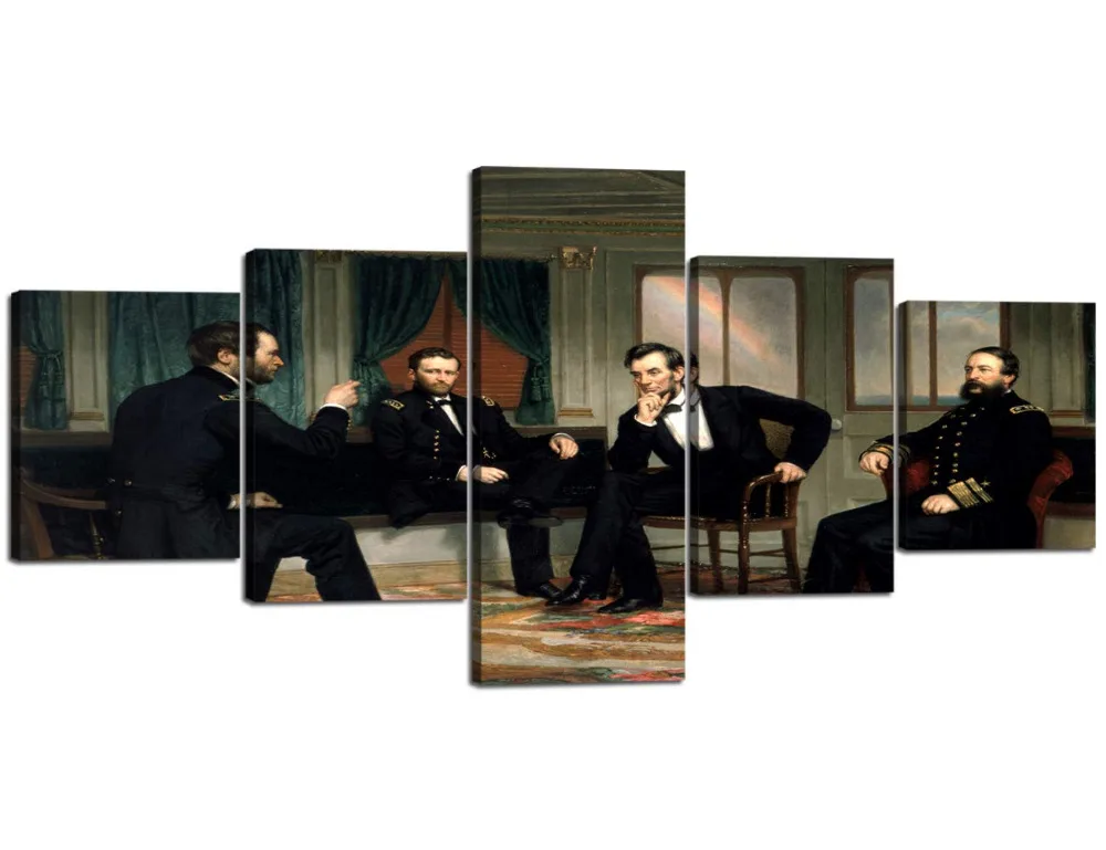 5 панелей настенное искусство американские мужские павлины-Абрахам во время