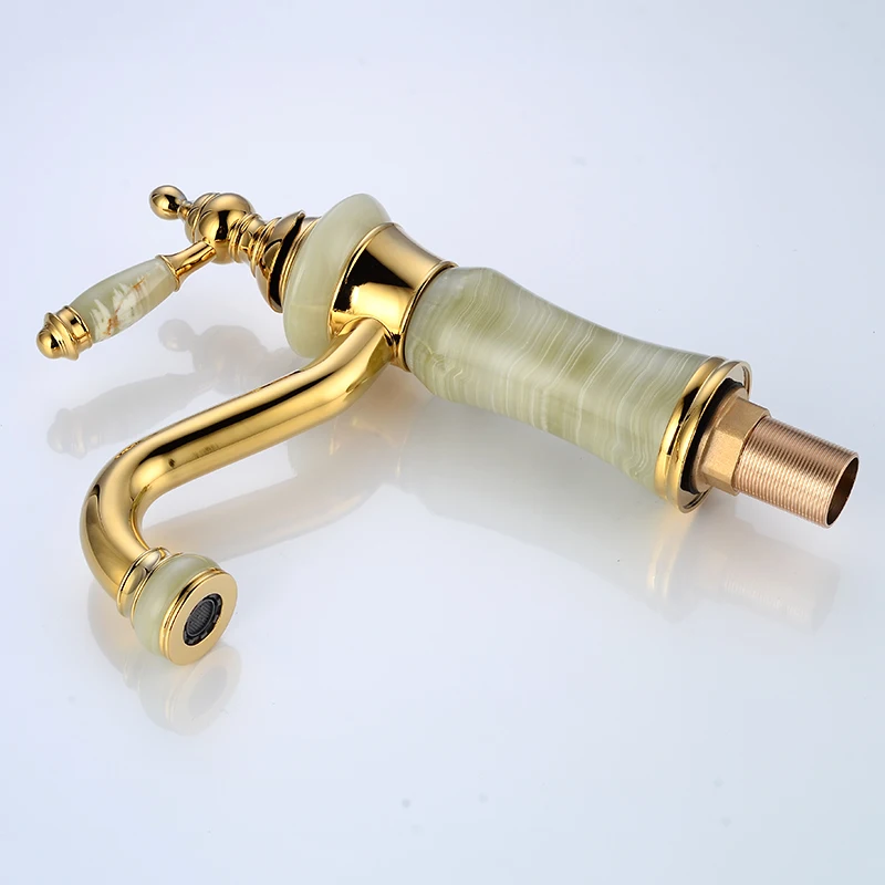 

Basin Faucets Gold Modern Brass Tap Jewel Marble Bathroom Single Lever Deck Mounted Taps Concrete Mixer Washbasin Crane U-23