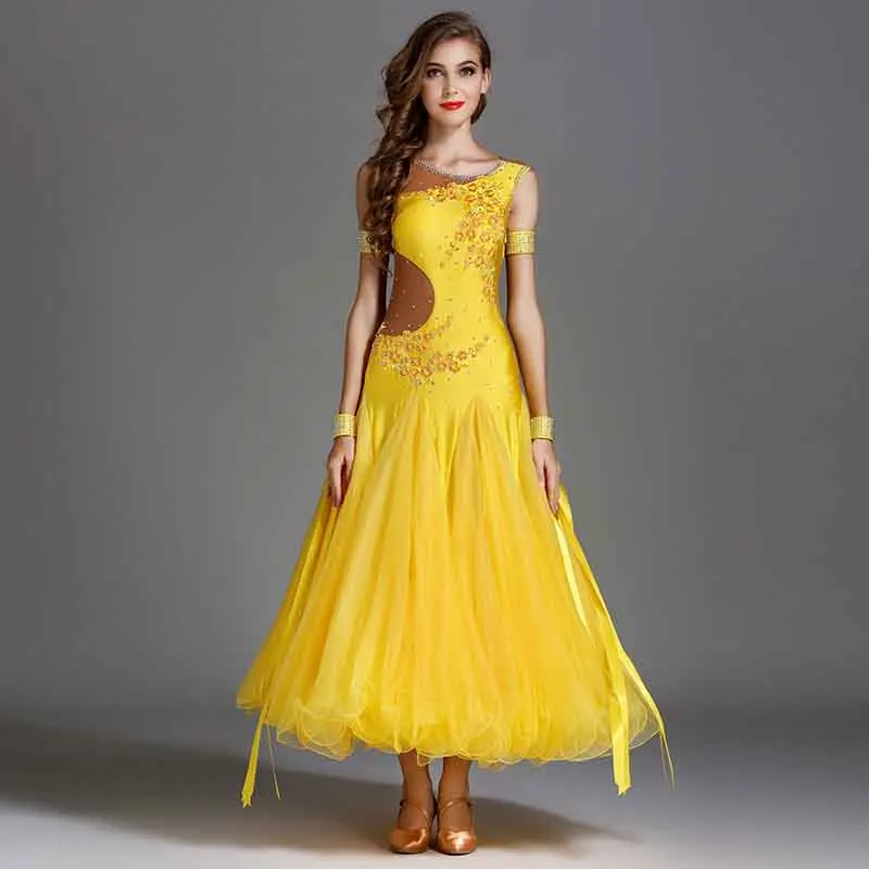 yellow Новые платья Camisa фламенко, танцевальные платья для бальных танцев с бриллиантами, Бальные Танцевальные Костюмы фламенко, Драг, королева, DressDQS1264 - Цвет: yellow