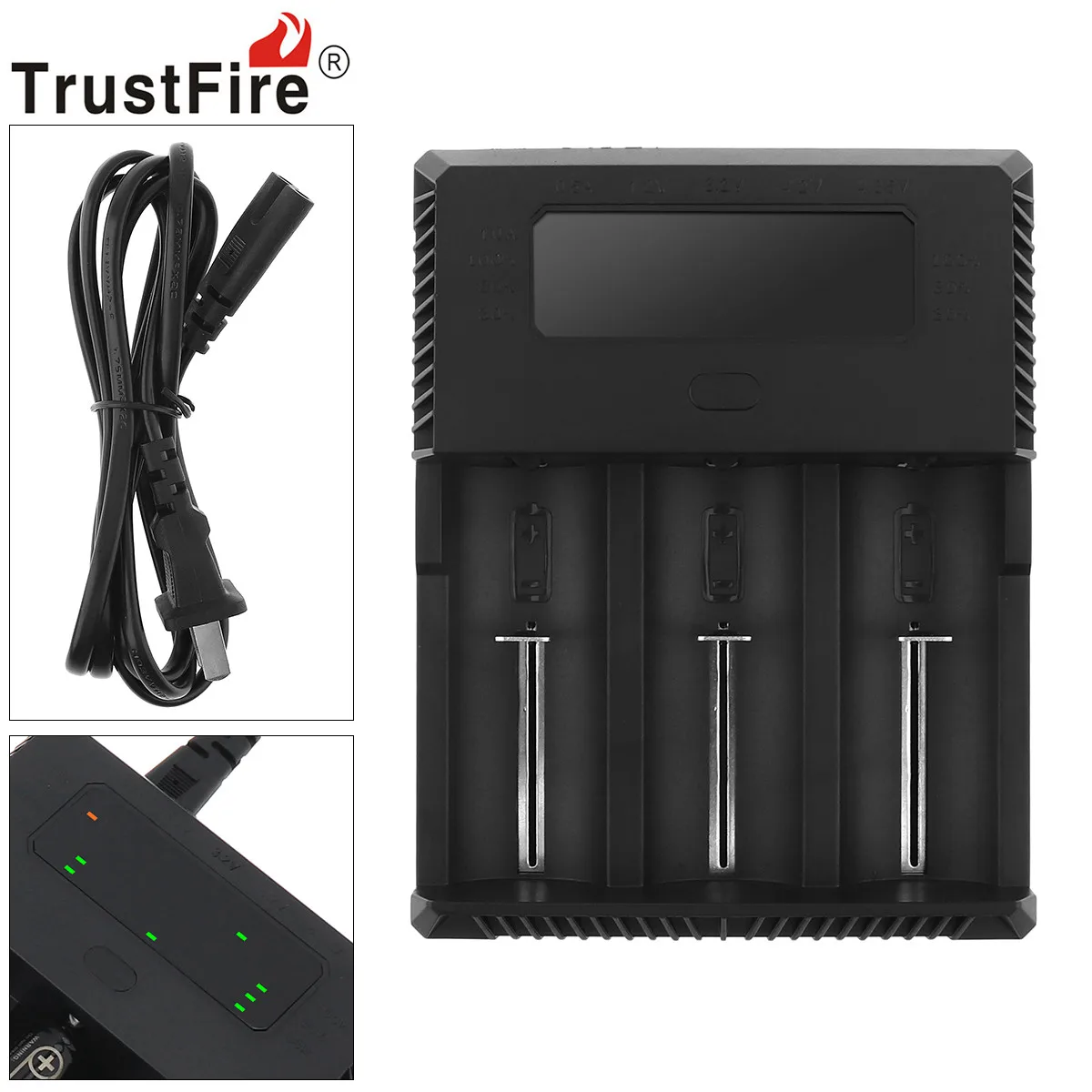 Trustfire интеллигентая (ый) Быстрый 3 слота литий ионный аккумулятор Батарея