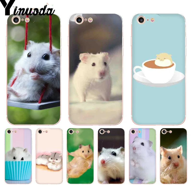 Чехол Yinuoda для iphone 7 6 X прозрачный чехол телефона с милым хомяк животным iPhone 8 6S Plus 5