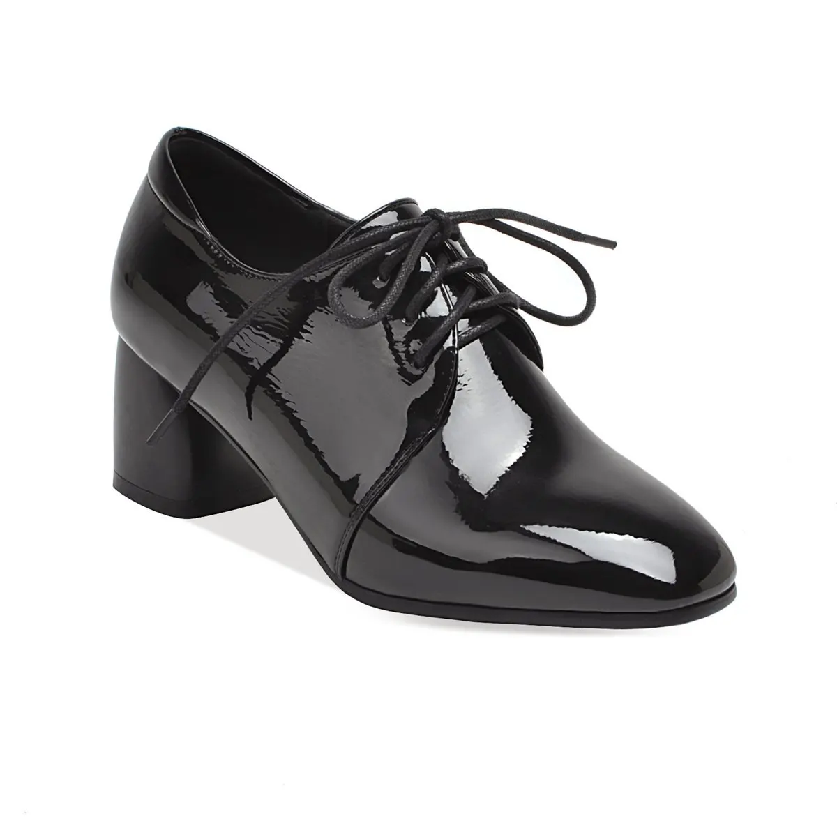 Joker British wind square early spring of 2019 new women's shoes with high heels 43-43 lace-up wet | Обувь