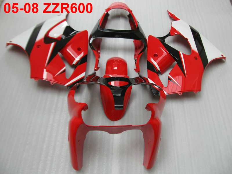 

Injection molded free customize fairing kit for Kawasaki Ninja ZZR600 05-08 red white black fairings set ZZR600 2005-2008 OT19