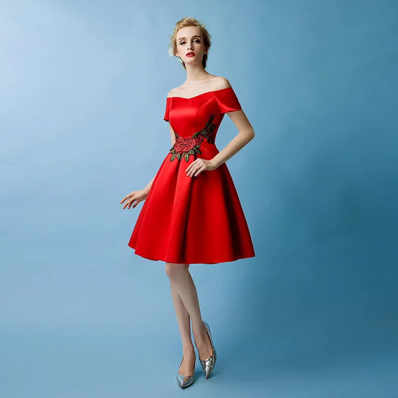 CEEWHY Short Sleeve Formal Dress Elegant Robe de Cocktail Longueur Genou Knee Length Dresses Summer Vestido Festa | Свадьбы и