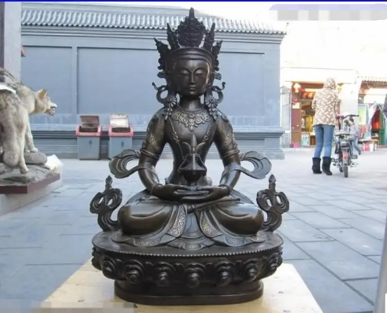 Китайская народная Бронзовая статуя Амитаюса Кван-Инь Статуи Будды Бодхисаттвы |