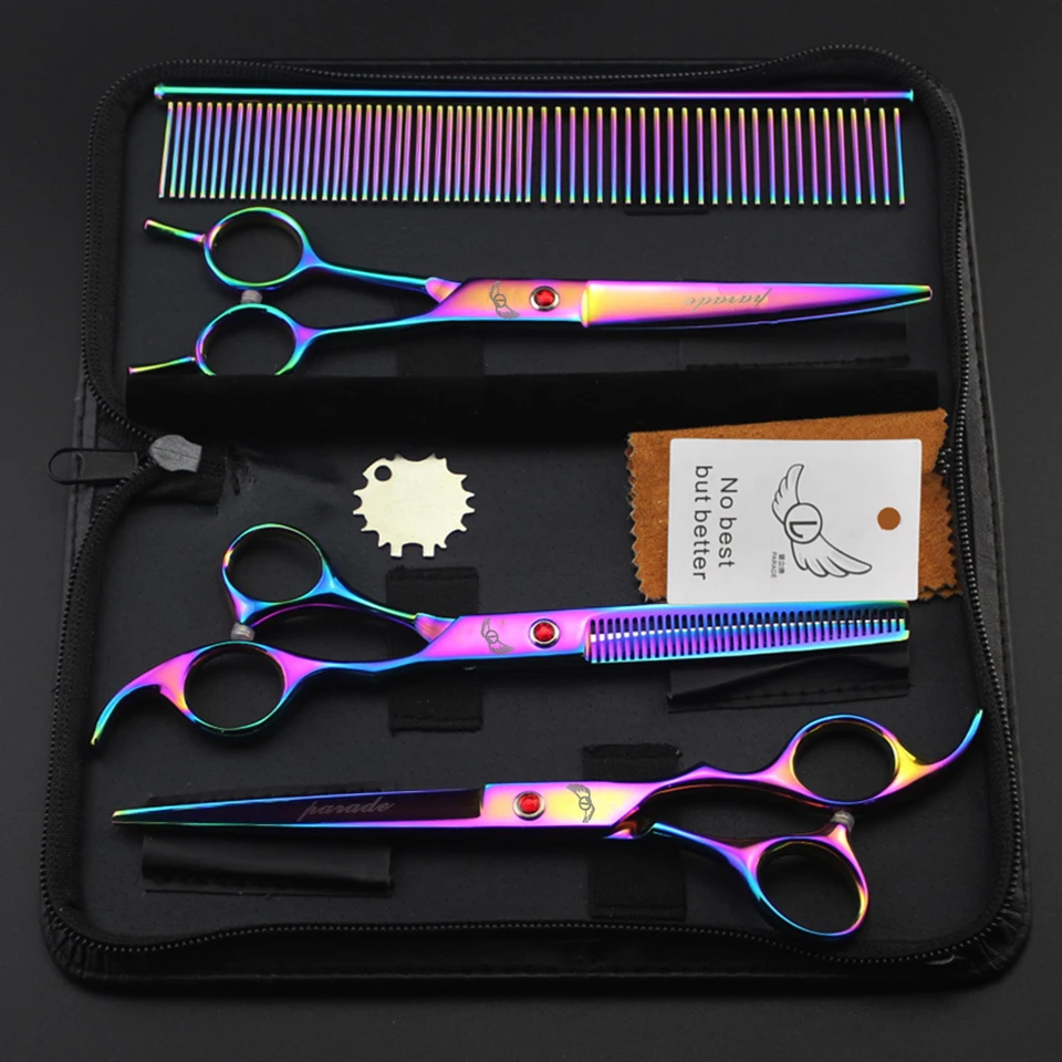 Брендовый набор ножниц для груминга домашних животных 7 дюймов профессиональные
