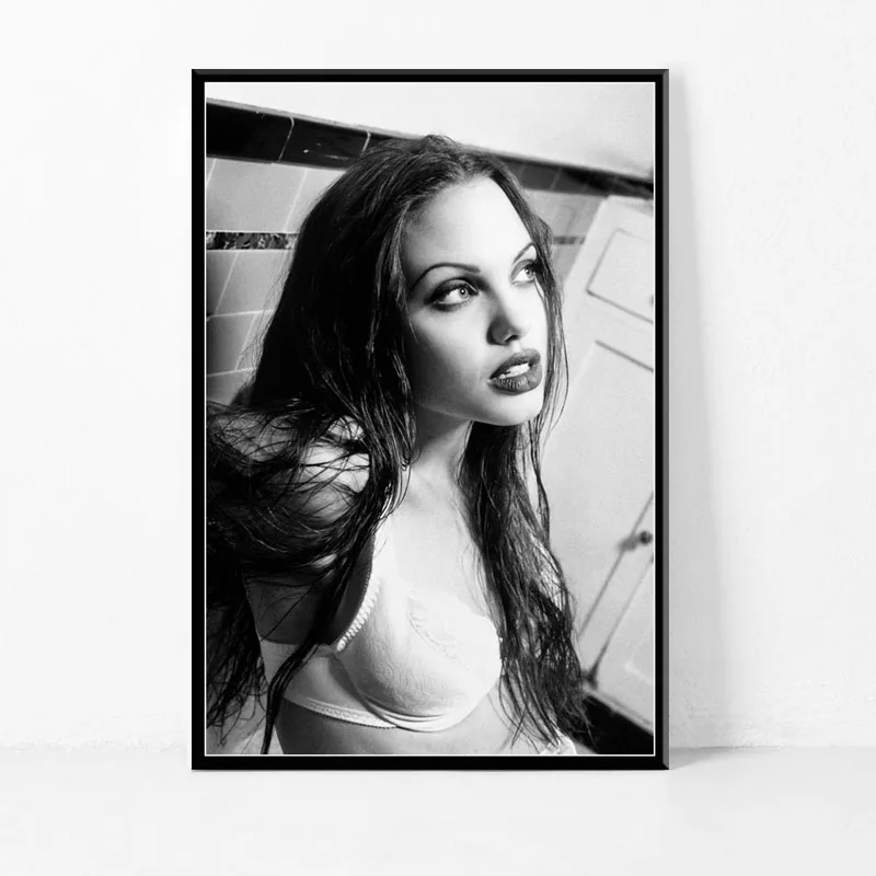 P692 Angelina Jolie Сексуальная популярная кинозвезда Acrtess черно-белая курительная художественная живопись Шелковый Холст плакат настенный домашний декор